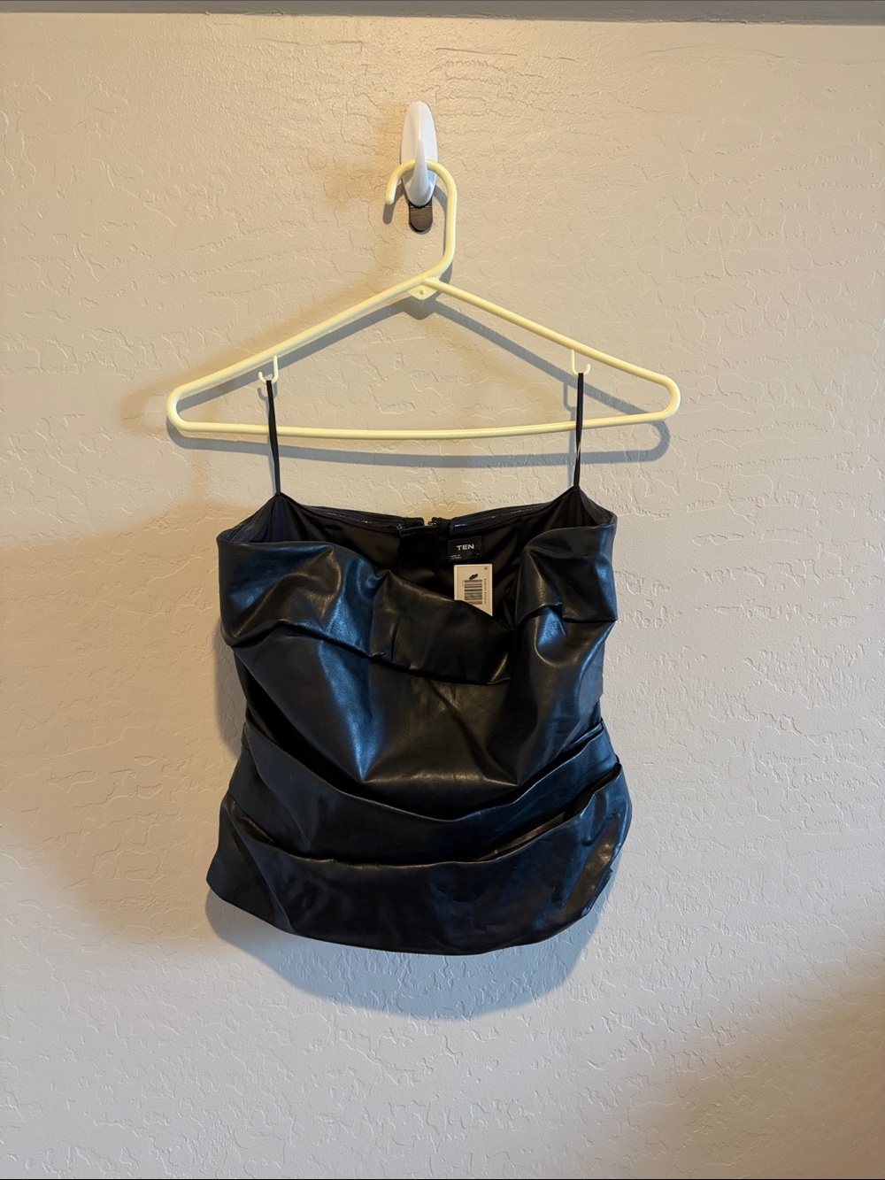 Aritzia Black Faux Leather strapless top - Picture 2 of 8